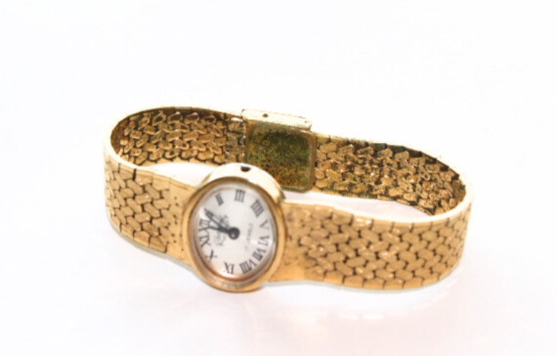 Vintage Rhapsody Womens Watch Textured Liquid Gold Tone Band Not Working